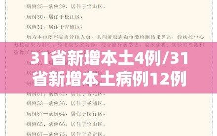 31省新增本土4例/31省新增本土病例12例
