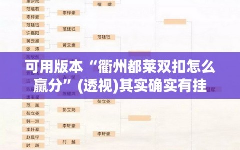 可用版本“衢州都莱双扣怎么赢分”(透视)其实确实有挂