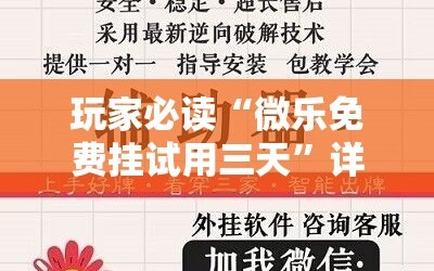 玩家必读“微乐免费挂试用三天”详细开挂教程