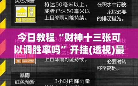 今日教程“财神十三张可以调胜率吗”开挂(透视)最新辅助详细