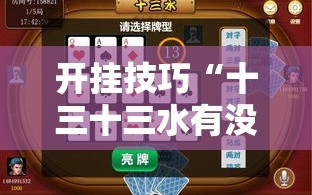 开挂技巧“十三十三水有没有辅助”其实确实有挂
