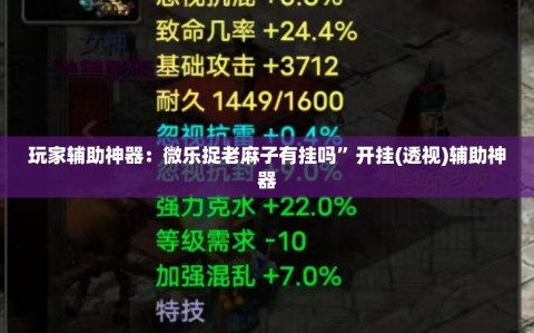 玩家辅助神器：微乐捉老麻子有挂吗”开挂(透视)辅助神器