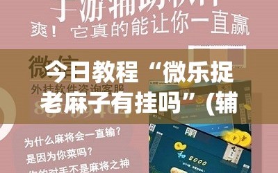 今日教程“微乐捉老麻子有挂吗”(辅助神器)开挂详细教程