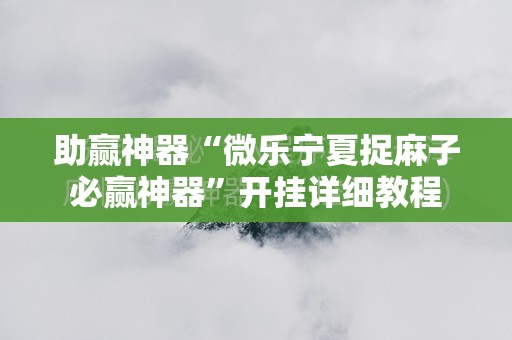 助赢神器“微乐宁夏捉麻子必赢神器	”开挂详细教程