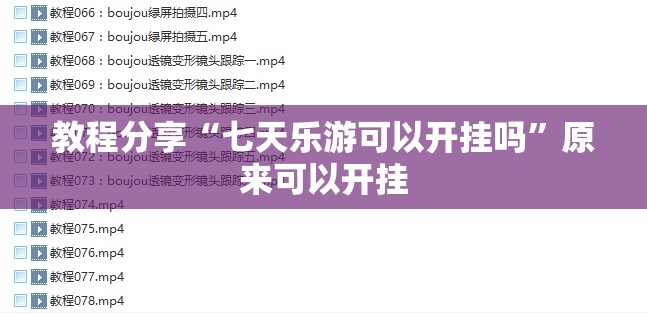 教程分享“七天乐游可以开挂吗”原来可以开挂