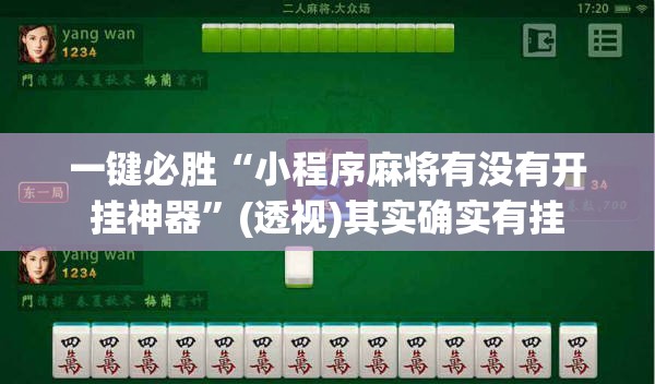 一键必胜“小程序麻将有没有开挂神器”(透视)其实确实有挂