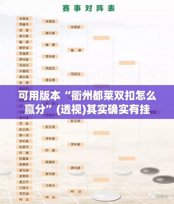 可用版本“衢州都莱双扣怎么赢分”(透视)其实确实有挂