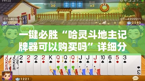 一键必胜“哈灵斗地主记牌器可以购买吗	”详细分享装挂步骤
