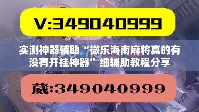 实测神器辅助“微乐海南麻将真的有没有开挂神器”细辅助教程分享