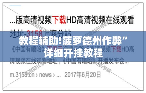 教程辅助!菠萝德州作弊”详细开挂教程