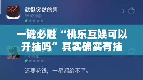 一键必胜“桃乐互娱可以开挂吗”其实确实有挂