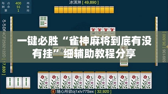 一键必胜“雀神麻将到底有没有挂”细辅助教程分享