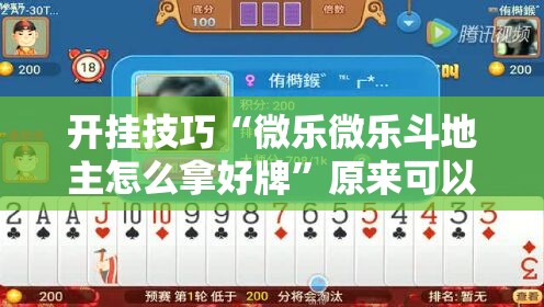 开挂技巧“微乐微乐斗地主怎么拿好牌	”原来可以开挂