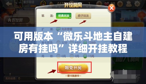 可用版本“微乐斗地主自建房有挂吗”详细开挂教程