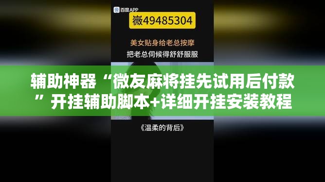 辅助神器“微友麻将挂先试用后付款”开挂辅助脚本+详细开挂安装教程