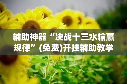 辅助神器“决战十三水输赢规律	”(免费)开挂辅助教学(最新辅助开挂教程)