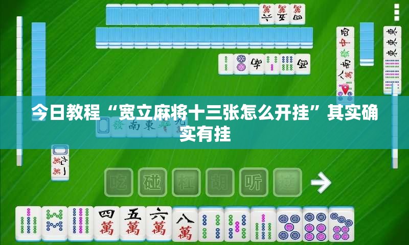 今日教程“宽立麻将十三张怎么开挂”其实确实有挂
