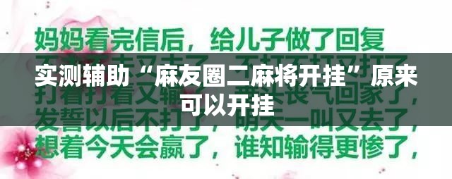 实测辅助“麻友圈二麻将开挂”原来可以开挂