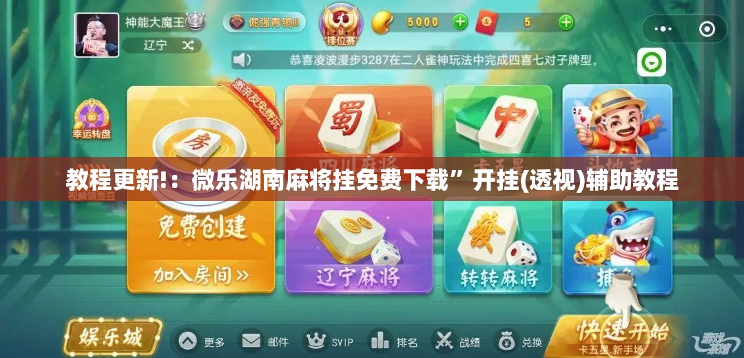 教程更新!：微乐湖南麻将挂免费下载”开挂(透视)辅助教程