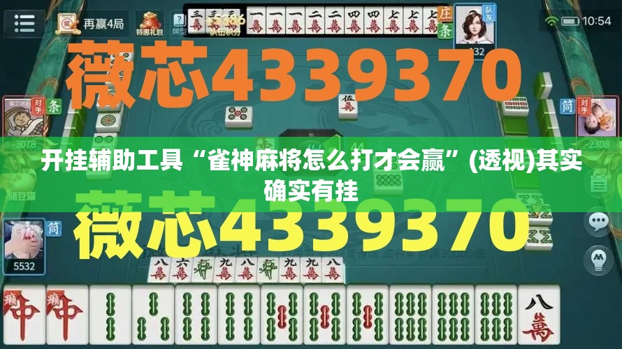 开挂辅助工具“雀神麻将怎么打才会赢”(透视)其实确实有挂