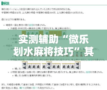实测辅助“微乐划水麻将技巧”其实确实有挂