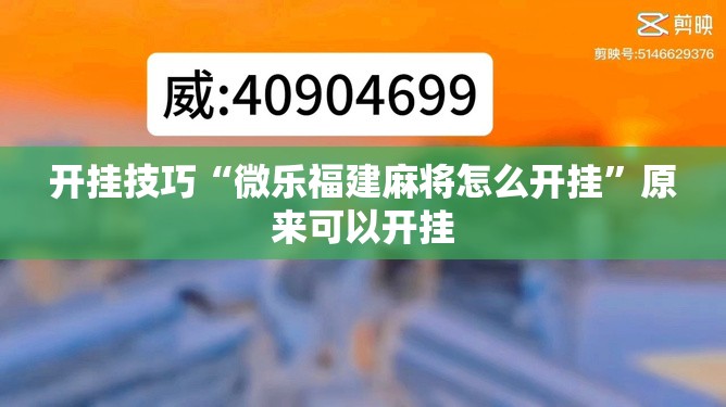 开挂技巧“微乐福建麻将怎么开挂”原来可以开挂