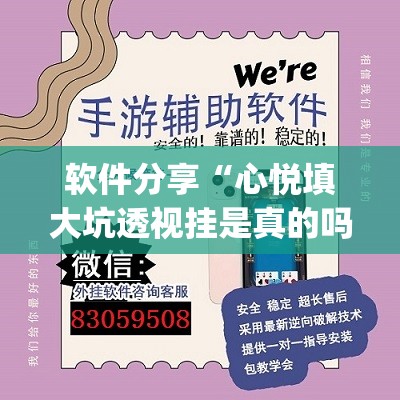 软件分享“心悦填大坑透视挂是真的吗”开挂(透视)辅助神器